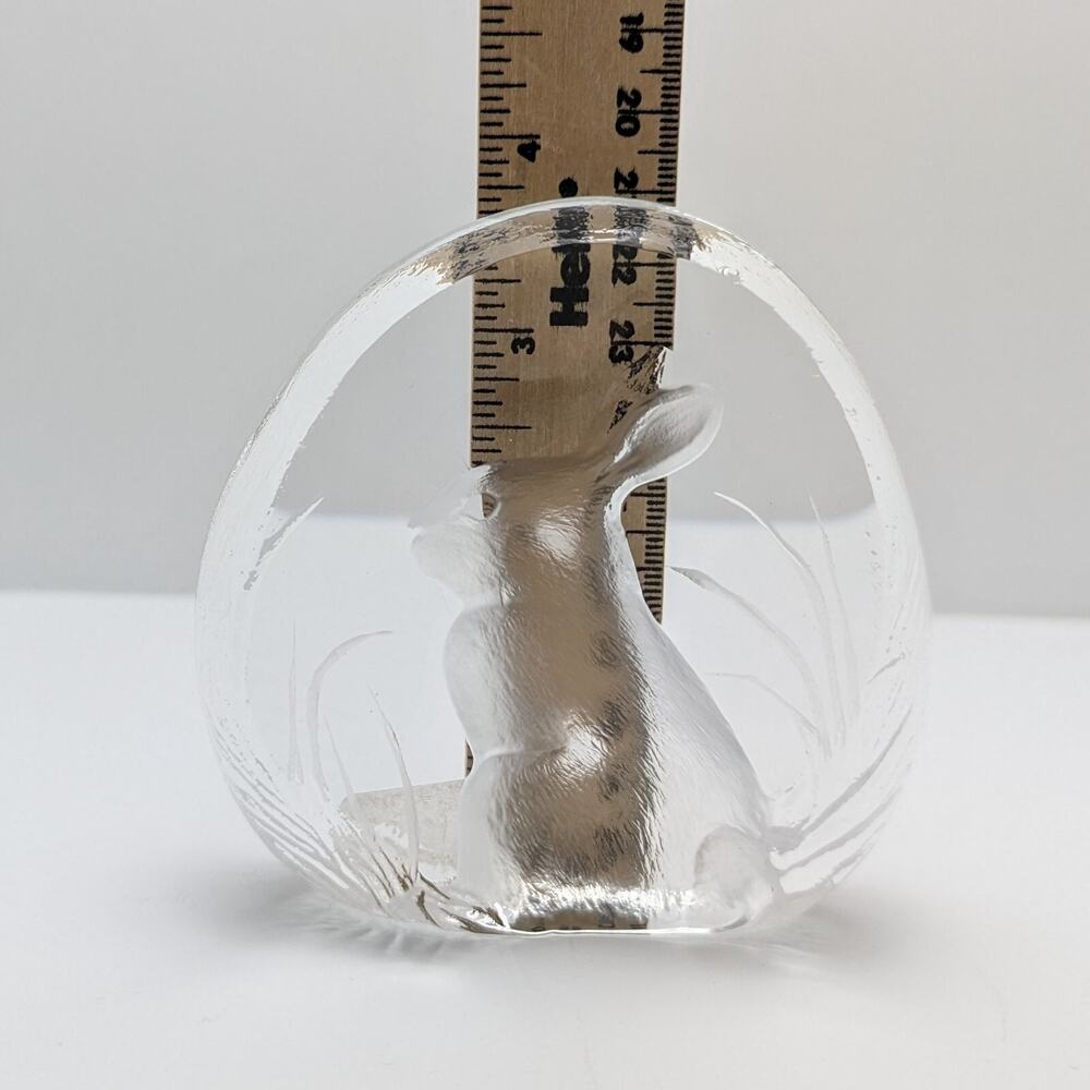 Mats Jonasson Sweden Signed Crystal Rabbit Paperweight Figurine Easter Bunny - Picture 2 of 12